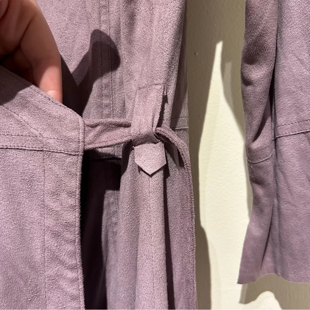 J Jill Suede V Neck Wrap Dress Sz 8 Dusky Purple Lavender - Picture 4 of 9